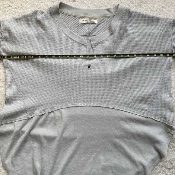 FREE PEOPLE We The Free Monterey Thermal Gray Long Sleeve Top Small Oversized - Picture 10 of 14